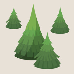 realistic fluffy fir-trees vector illustration