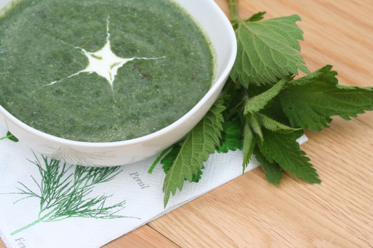 ciotola di minestra di ortiche