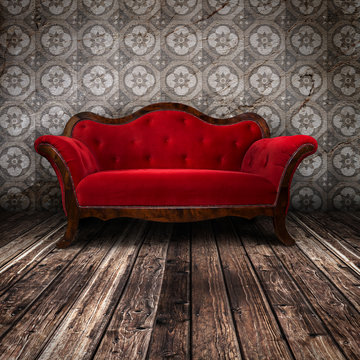 Empty Red Couch