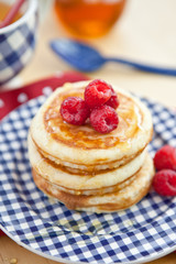 Pancakes with fresh berries for breakfast 