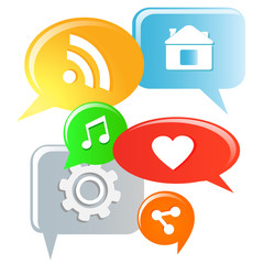 Social media symbols with speech bubbles