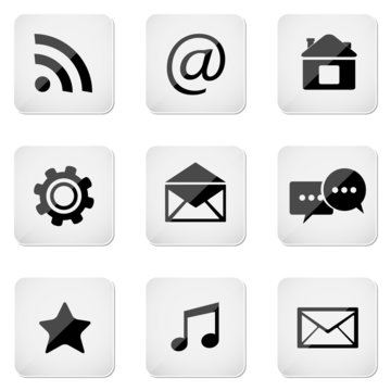 Contact buttons set, e-mail icons