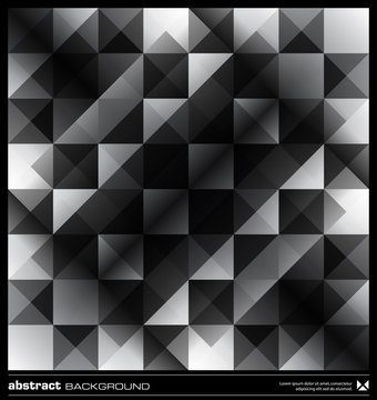 Abstract black and white triangles background. Vector.