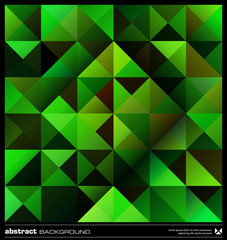 Abstract green triangles background. Vector.