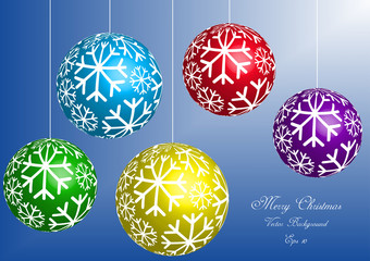 dimensional vector christmas balls with snow flakes