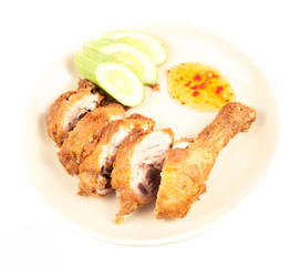 plenty fried chicken in white plate