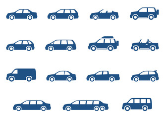 Cars icons set. Vector silhouettes of vehicles