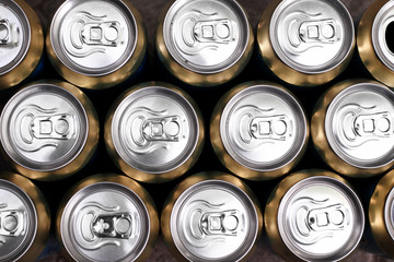 Much of drinking cans close up