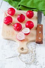 Fresh radish on the cutting Board