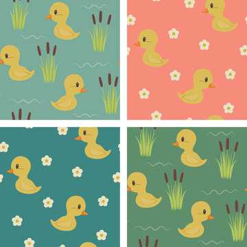 Seamless baby ducks wallpapers design.