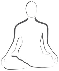 Die innere Mitte finden - Yoga - Abstrakte Figur im Lotussitz - Logo, Achtsamkeit, Konzentration, Entspannung, Heilung, Mantra, Meditation, innere Heilung