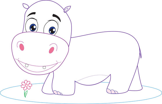 hippopotamus, river-horse, behemoth. cartoon. coloring