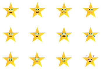Gold Stars Emoticons Set