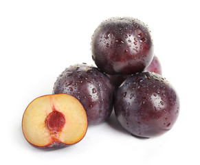 Plum fruit with dew