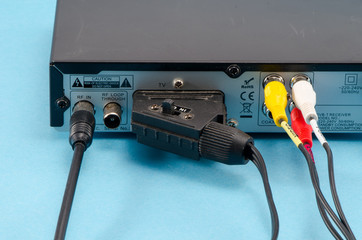 tv dvb-t receiver back side scart tulip wires plug