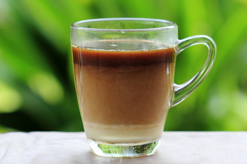 Hot black coffee with Fresh milk