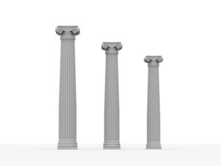Three historical column isolated