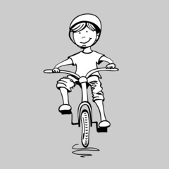 Illustration of a boy riding a bicycle, vector