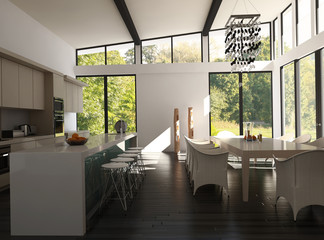 Modern Design Kitchen Interior with Bar