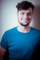 Obraz premium portrait of stylish young man with blue shirt