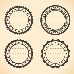 Blank vintage round quality labels vector illustration.