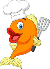 Fototapeta premium Fish chef cartoon