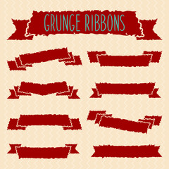 Grunge ribbons set. Vector Eps 8 illustration