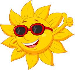 Sun cartoon character with thumb up