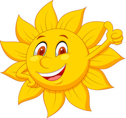 Sun cartoon character with thumb up