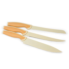 set beige of knives for kitchen isolated