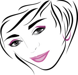 Female hairdo. Icon for design