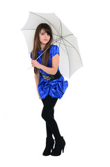 cute girl with white umbrella