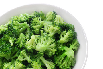 Fototapeta premium Cooked broccoli on a white background