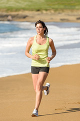 Woman running on beach