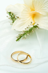 coppia di fedi con orchidea bianca © Lsantilli