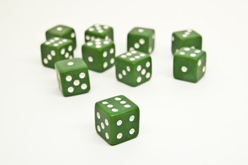 Green dices isolated