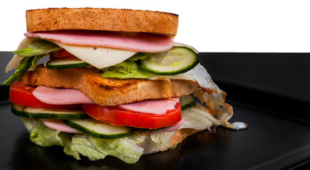 sandwich isolated on black and white background