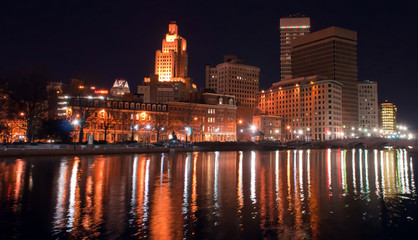 Obraz premium Providence, Rhode Island Skyline at night