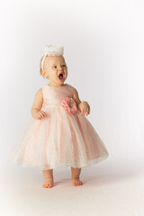 Little Girl in Pink Frilly Dress Yelling