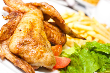 Fried chicken wings closeup