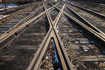 Fototapeta premium Rusted railway in outside