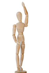 Jointed wooden mannequin, wooden jointed mannequin raise hand up