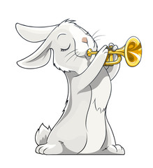hare playing trumpet © aleksangel