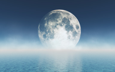 Fototapeta na wymiar moon above the water