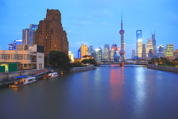 Lujiazui Finance&Trade Zone of Shanghai bund at New landmark sky