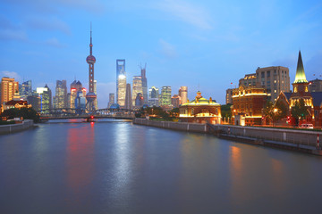 Lujiazui Finance&Trade Zone of Shanghai bund at New landmark sky