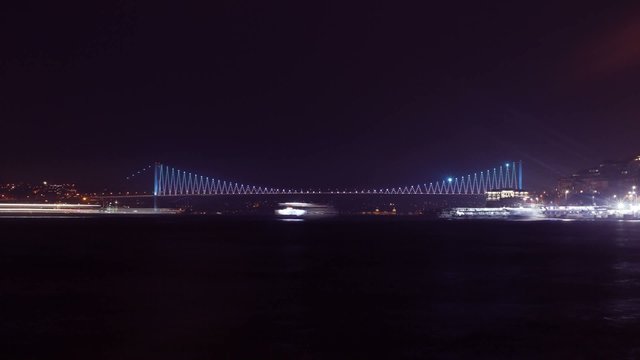 Istanbul Bosphorus Bridge timelapse, night light
