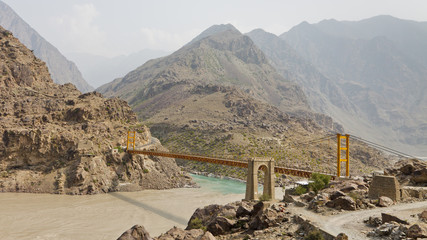 Suspension Bridge across the Indus River, Pakistan