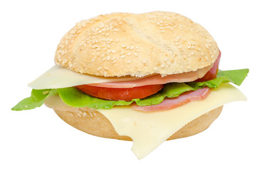 Healthy Sandwich With Tomatoes, Cheese and Ham