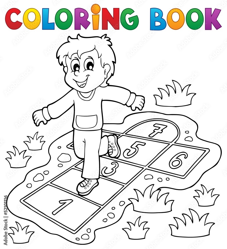 Wall mural coloring book kids play theme 4